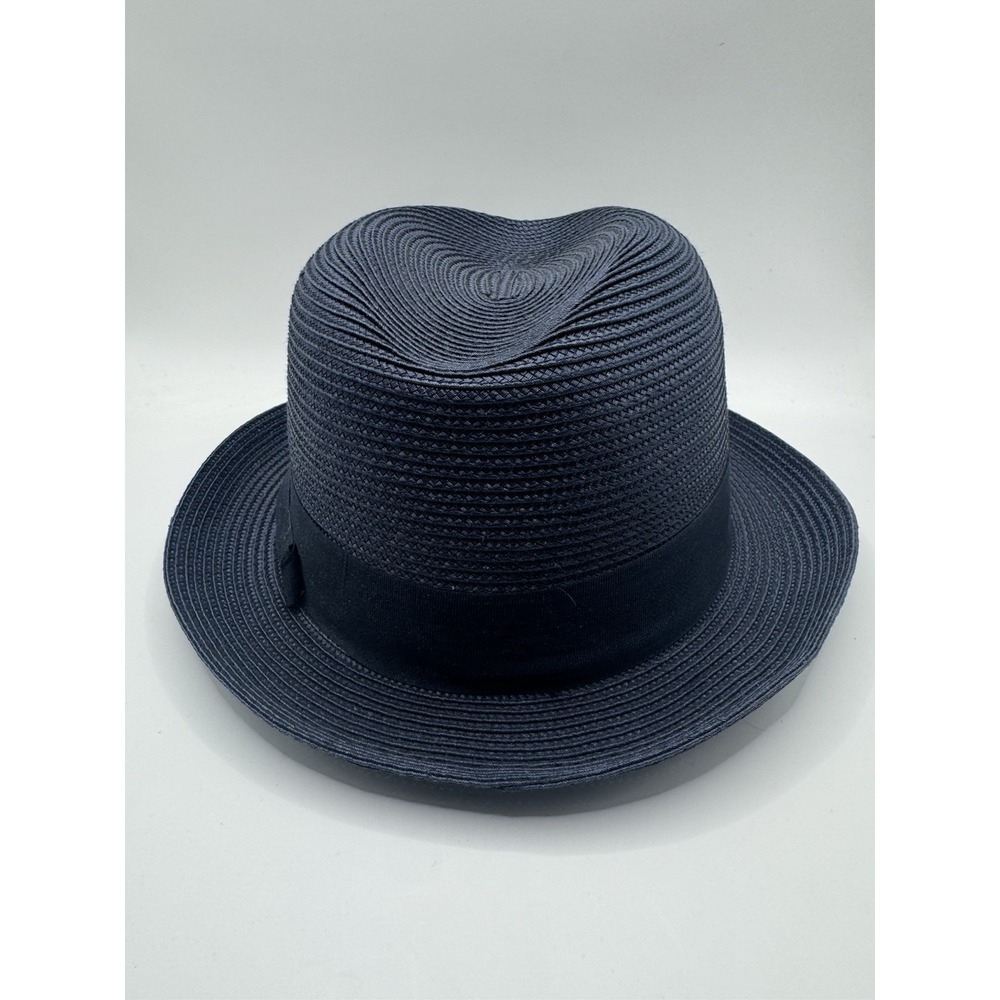 Bruno Capelo Romeo Collection Navy Straw Fedora Hat M Dress